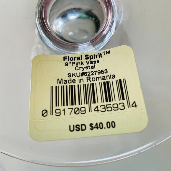 LENOX "Floral Spirit" Crystal Etched Vase with Pink Luster NWT - Picture 4 of 9